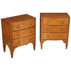 Pair of 20th Century Inlaid Wood English Bedside Tables, 1970