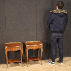 Pair of 20th Century Inlaid Wood French Bedside Tables, 1960