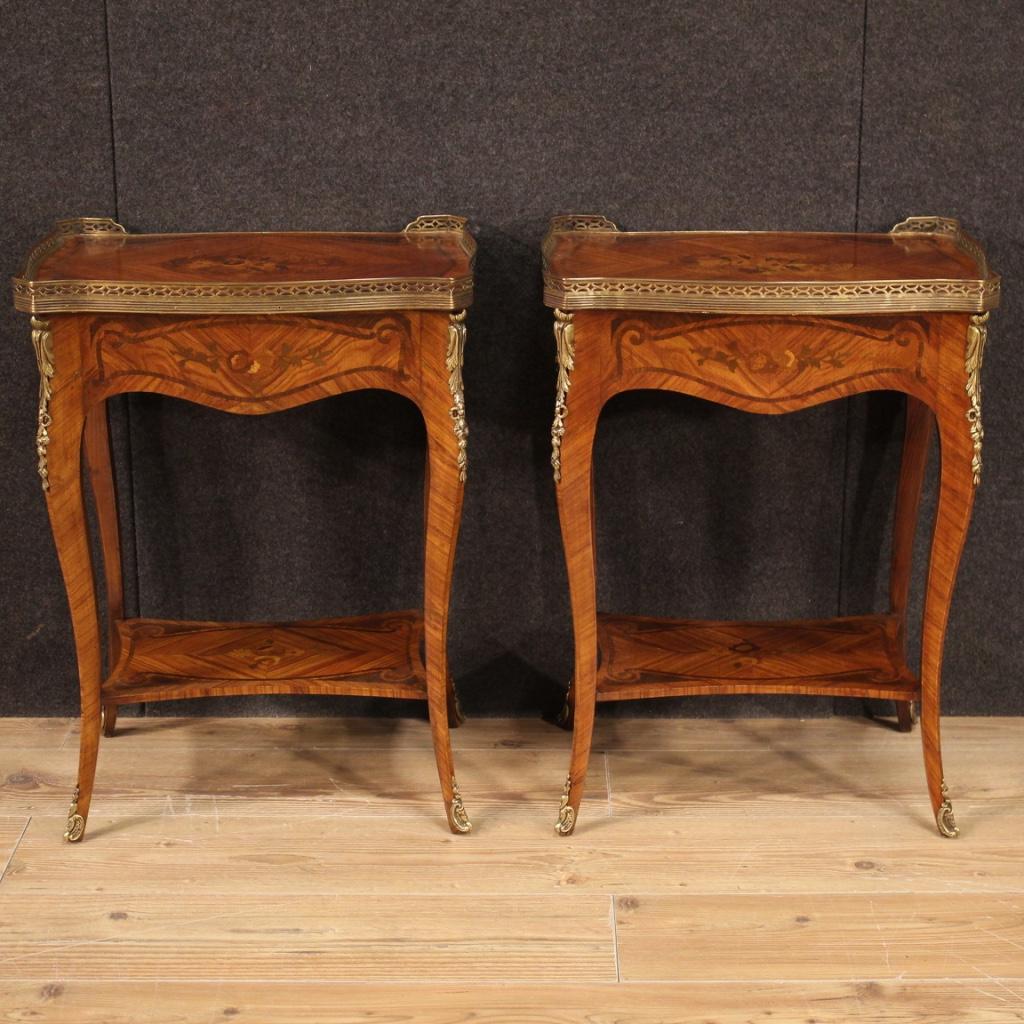 Pair of 20th Century Inlaid Wood French Bedside Tables, 1960 In Good Condition In Vicoforte, Piedmont