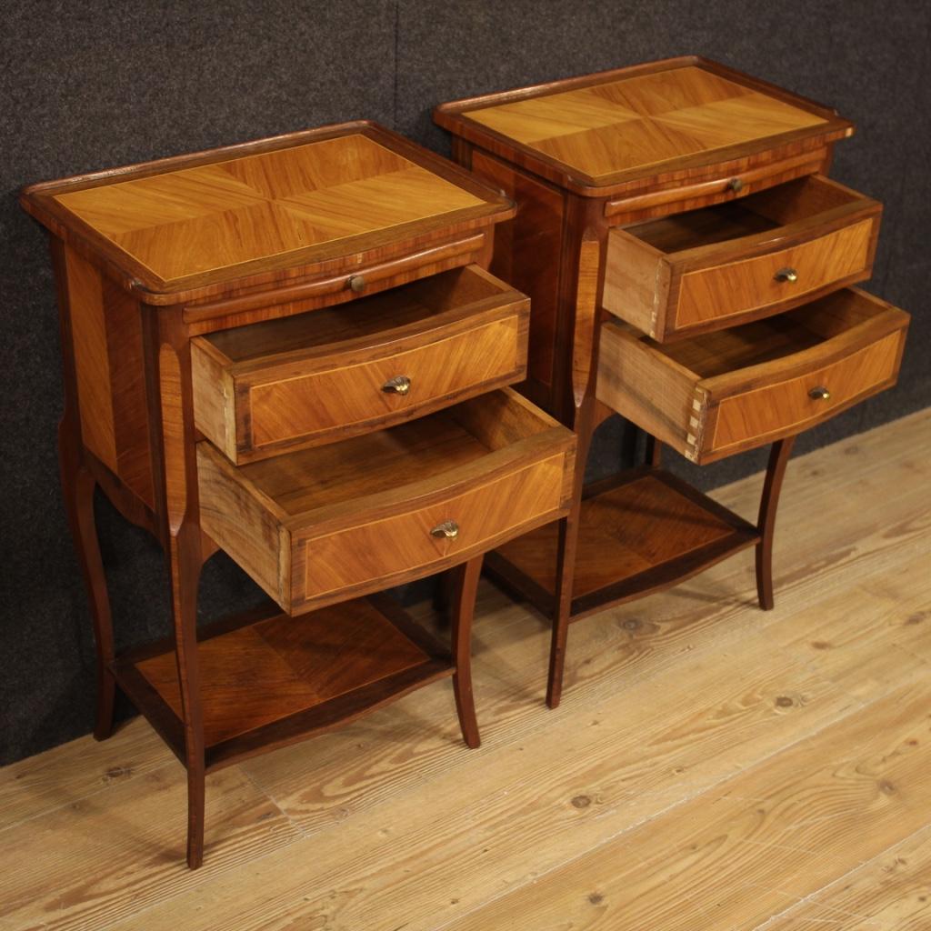 Pair of 20th Century Inlaid Wood French Bedside Tables, 1960 2