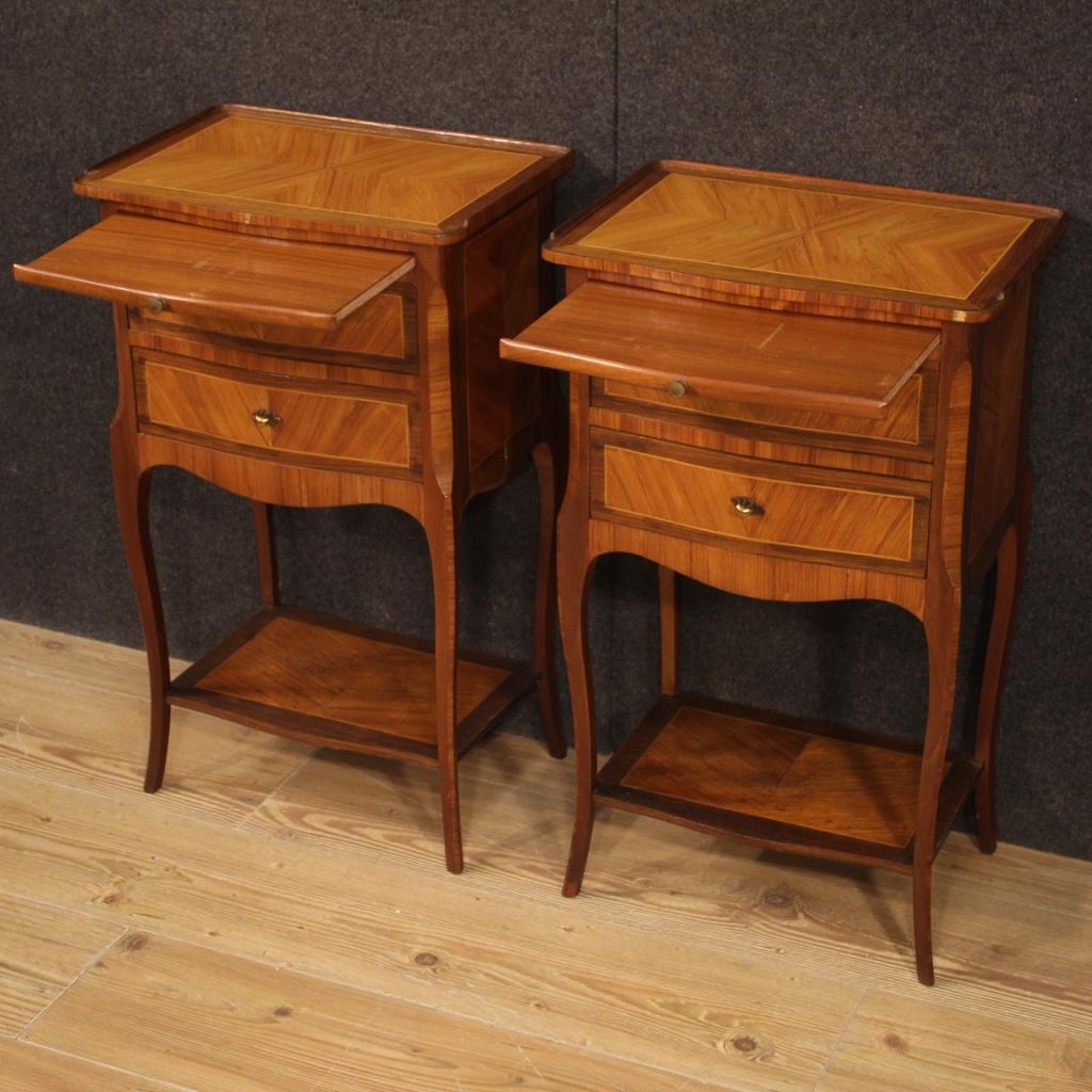 Pair of 20th Century Inlaid Wood French Bedside Tables, 1960 3