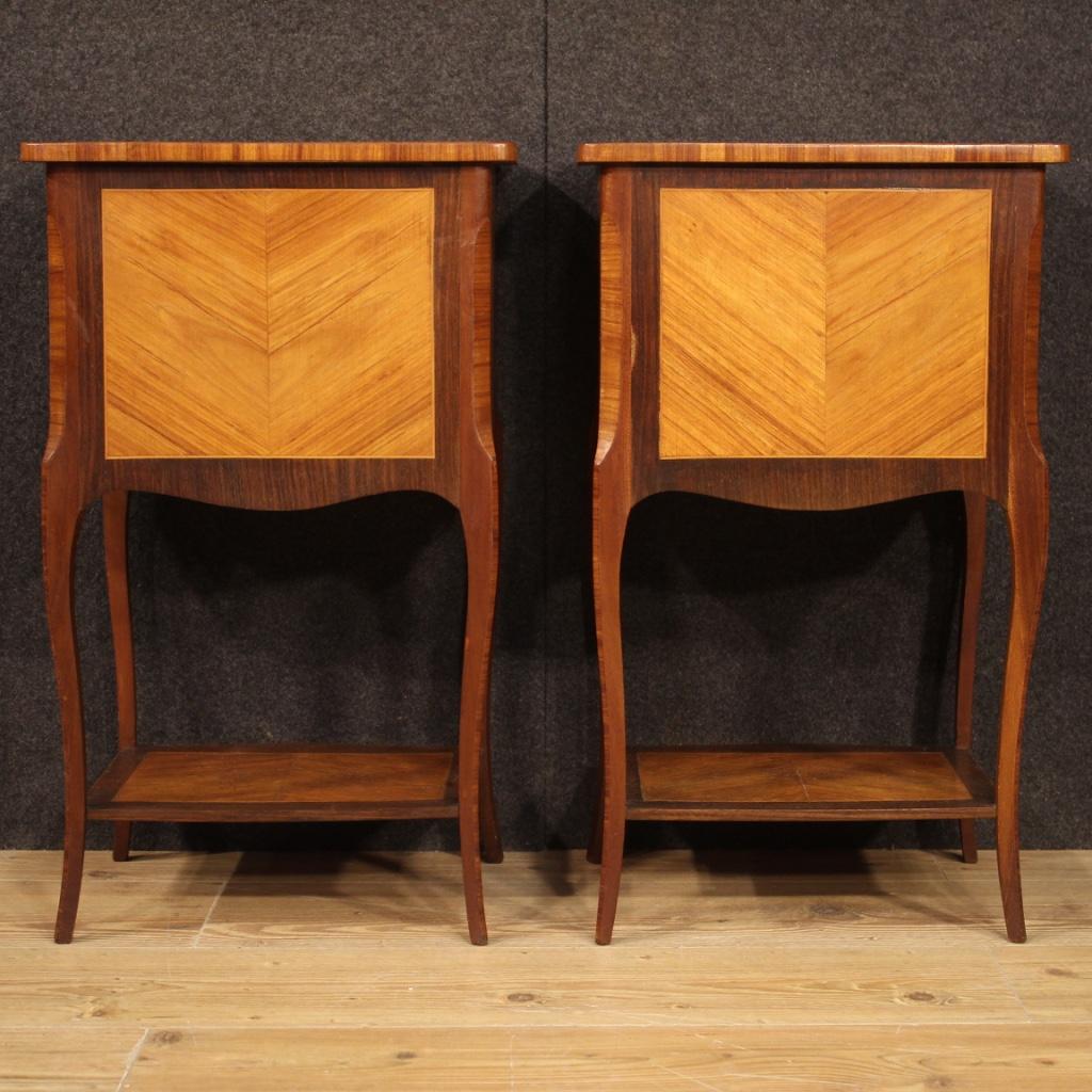 Pair of 20th Century Inlaid Wood French Bedside Tables, 1960 5