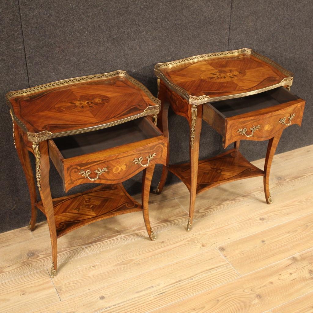 Pair of 20th Century Inlaid Wood French Bedside Tables, 1960 4