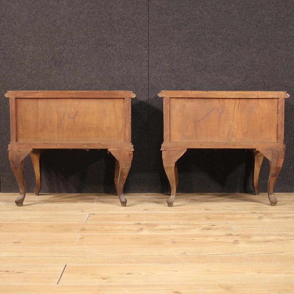 Pair of 20th Century Inlaid Wood Italian Bedside Tables, 1950 For Sale 5