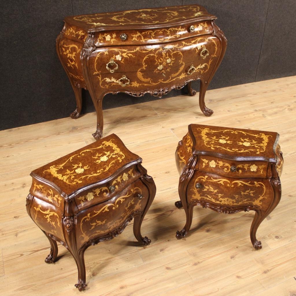 Pair of 20th Century Inlaid Wood Italian Bedside Tables, 1960 7