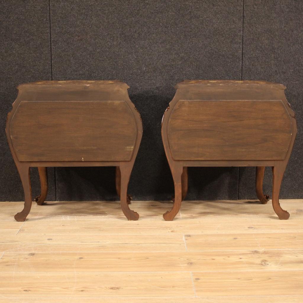 Pair of 20th Century Inlaid Wood Italian Bedside Tables, 1960 In Good Condition In Vicoforte, Piedmont