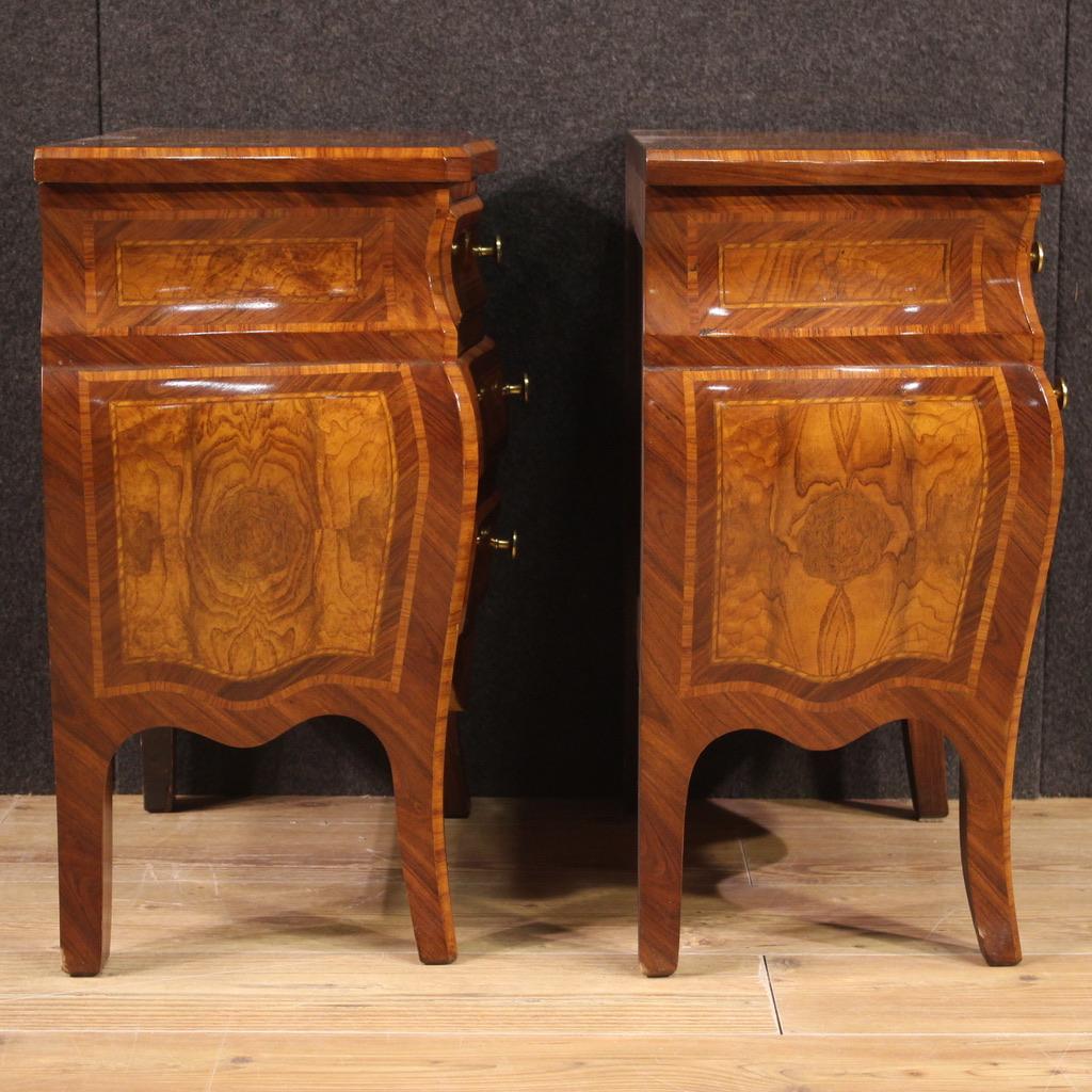 Pair of 20th Century Inlaid Wood Italian Louis XV Style Night Stands, 1970 7