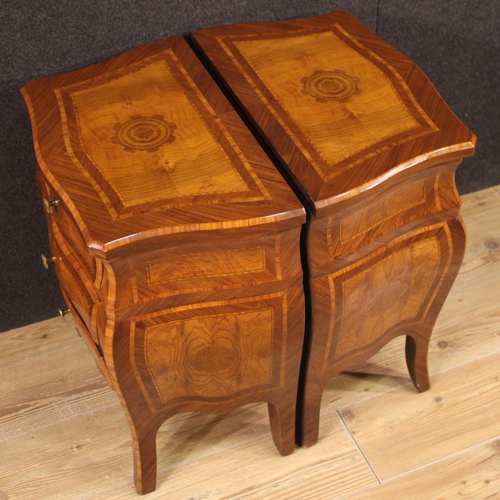 Pair of 20th Century Inlaid Wood Italian Louis XV Style Night Stands, 1970 8