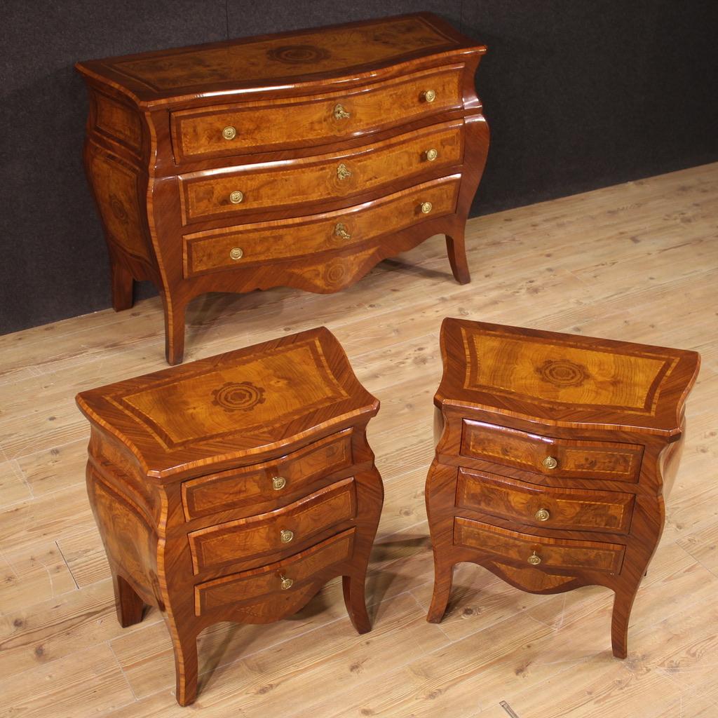 Pair of 20th Century Inlaid Wood Italian Louis XV Style Night Stands, 1970 3