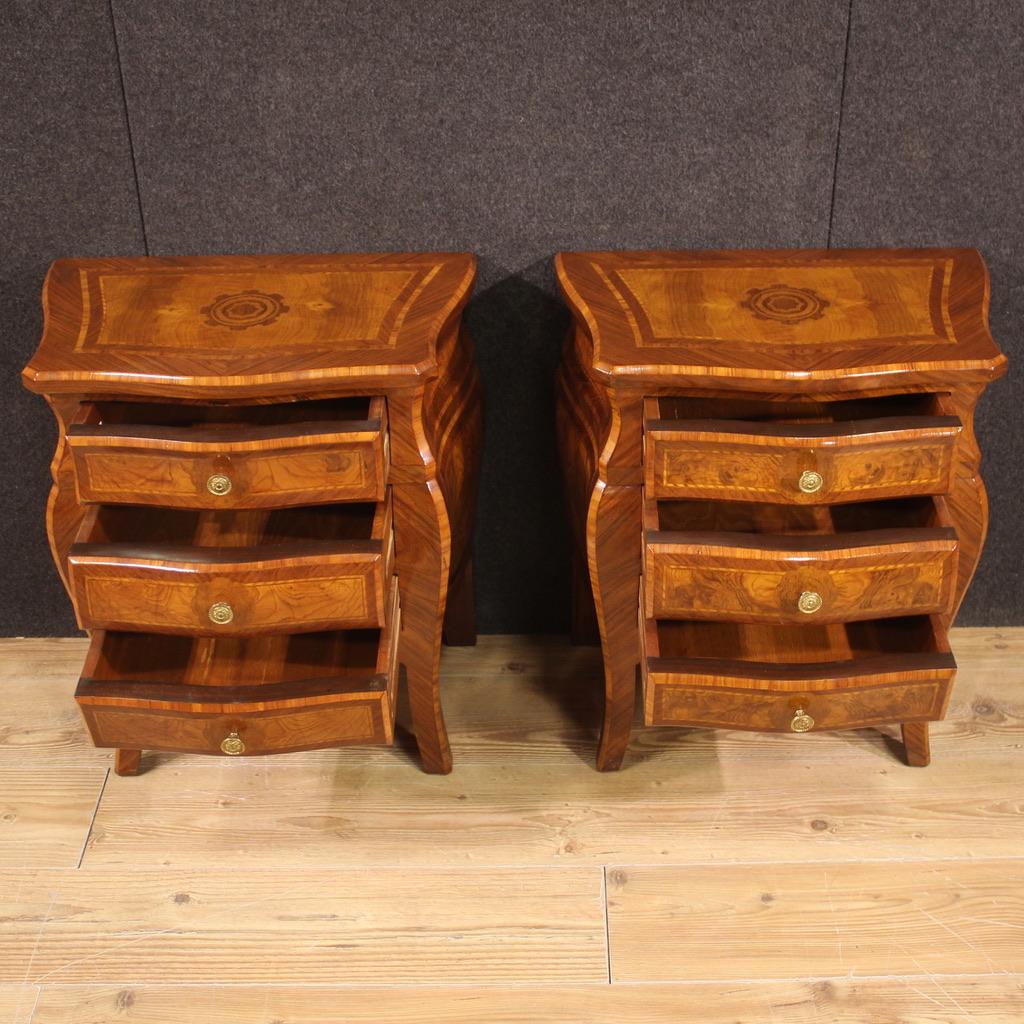 Pair of 20th Century Inlaid Wood Italian Louis XV Style Night Stands, 1970 4