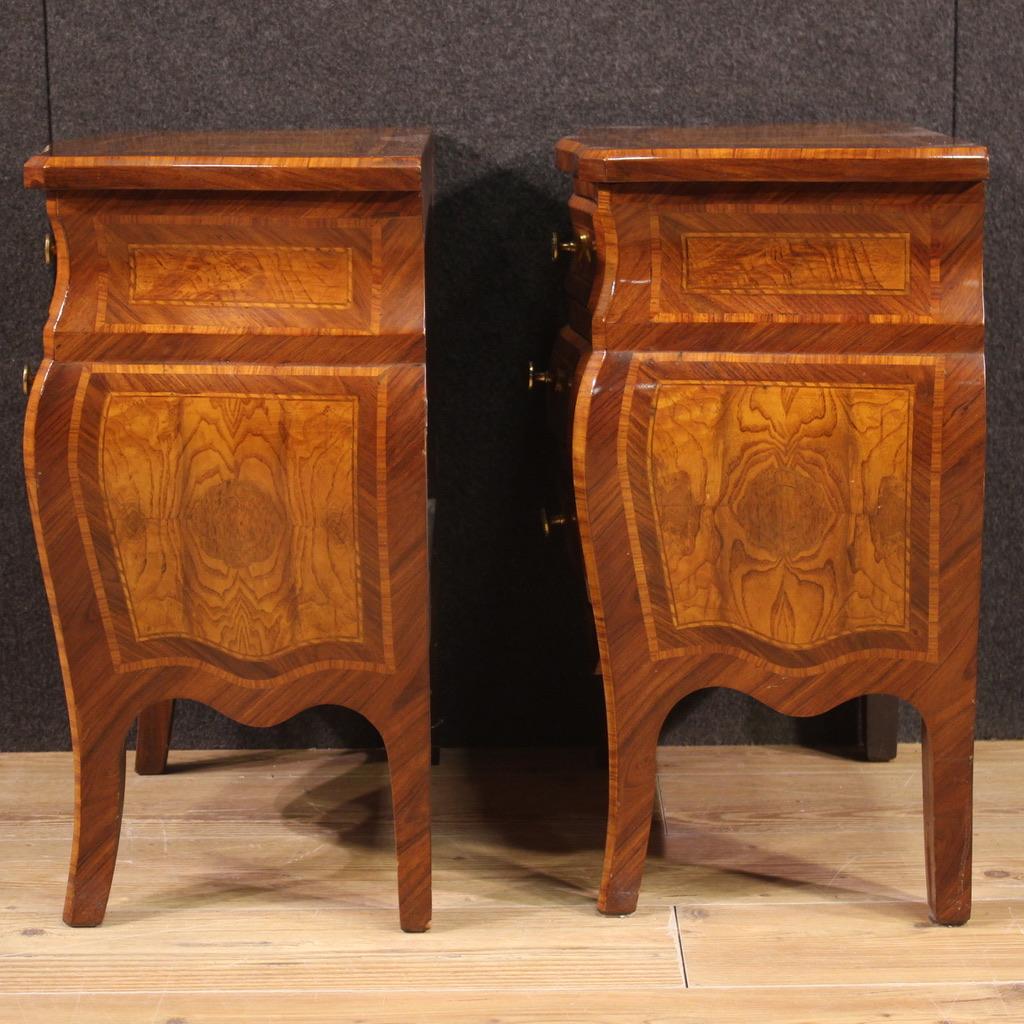 Pair of 20th Century Inlaid Wood Italian Louis XV Style Night Stands, 1970 5