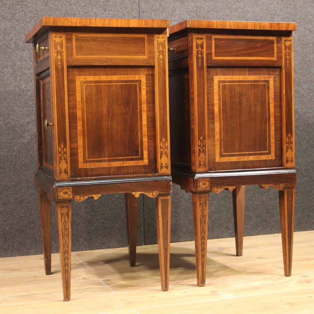 Pair of 20th Century Inlaid Wood Italian Louis XVI Style Bedside Tables, 1950 6