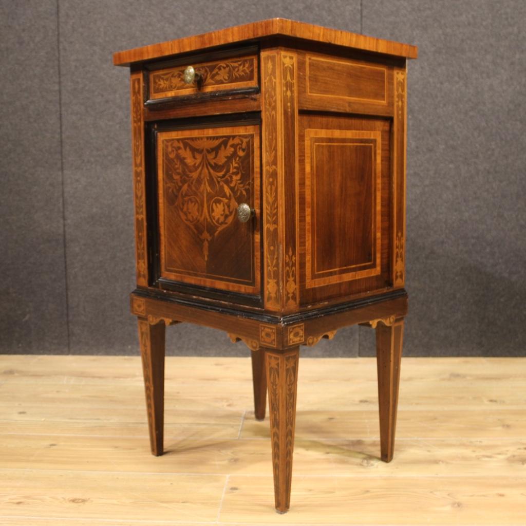 Pair of 20th Century Inlaid Wood Italian Louis XVI Style Bedside Tables, 1950 3