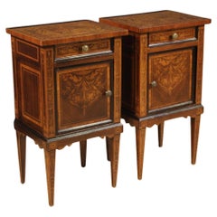 Pair of 20th Century Inlaid Wood Italian Louis XVI Style Bedside Tables, 1950
