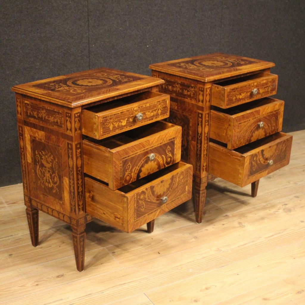 Pair of 20th Century Inlaid Wood Italian Louis XVI Style Bedside Tables, 1960 6