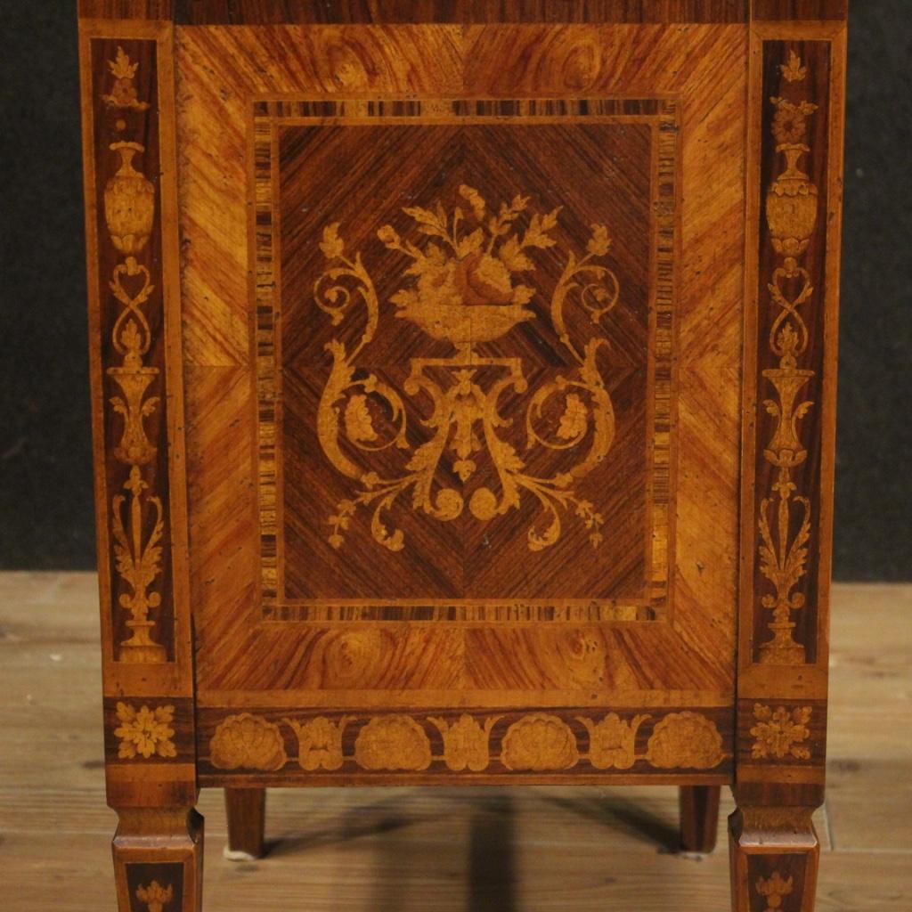 Pair of 20th Century Inlaid Wood Italian Louis XVI Style Bedside Tables, 1960 In Good Condition In Vicoforte, Piedmont