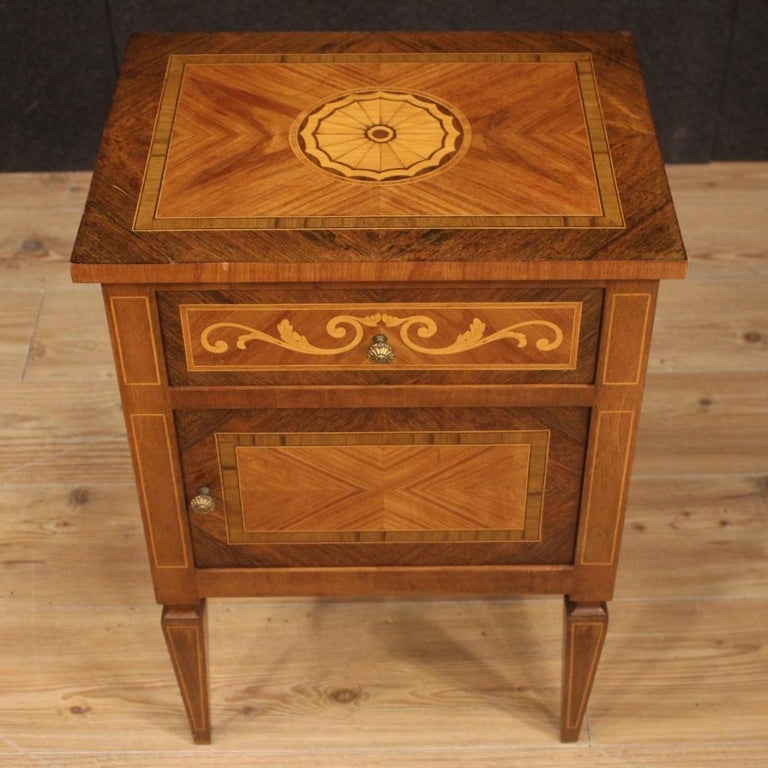 Pair of 20th Century Inlaid Wood Italian Louis XVI Style Bedside Tables ...
