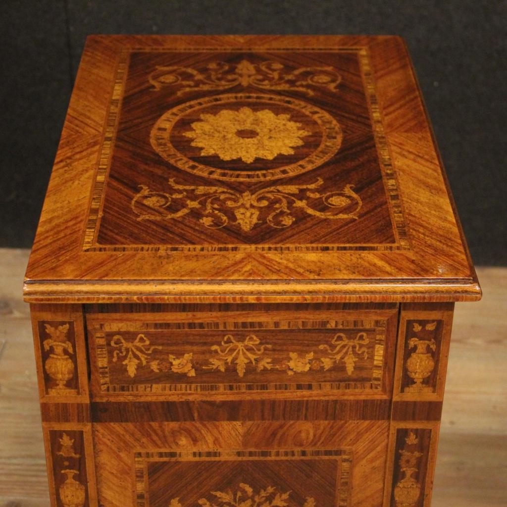 Maple Pair of 20th Century Inlaid Wood Italian Louis XVI Style Bedside Tables, 1960