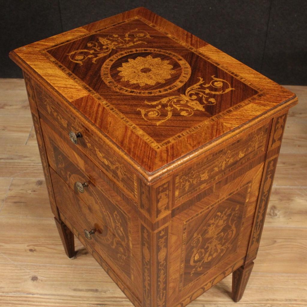 Pair of 20th Century Inlaid Wood Italian Louis XVI Style Bedside Tables, 1960 3
