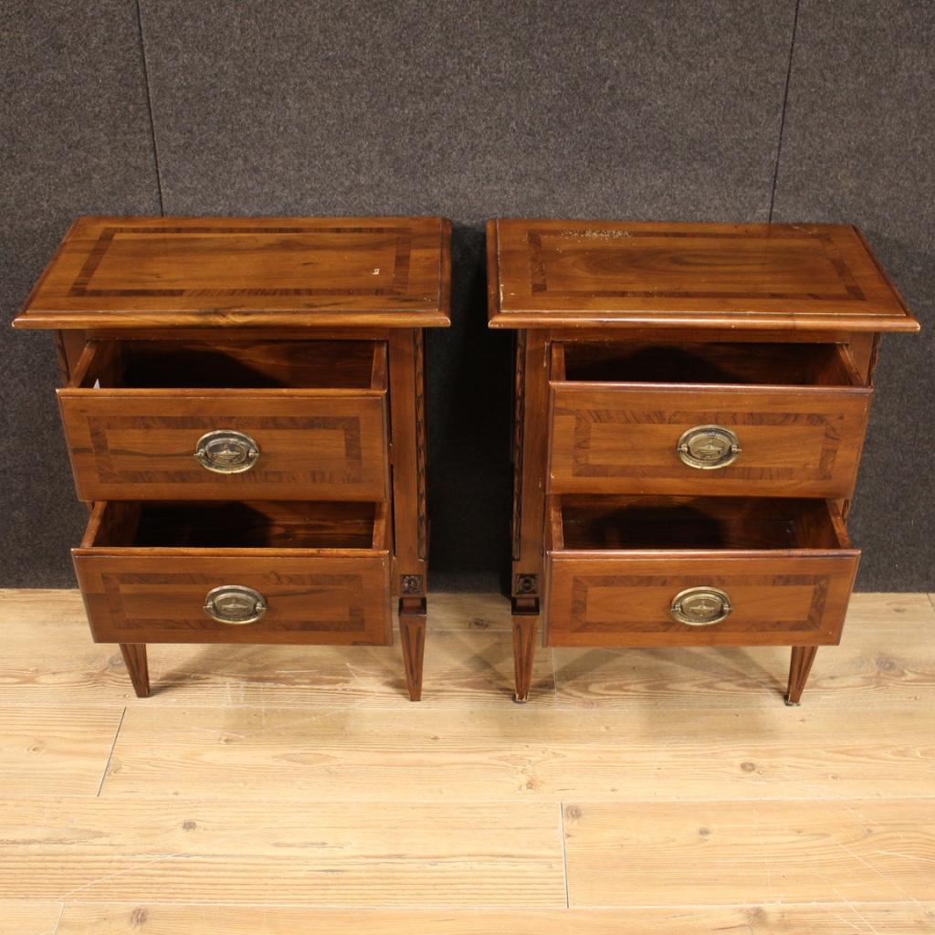 Pair of 20th Century Inlaid Wood Italian Louis XVI Style Bedside Tables, 1960 5