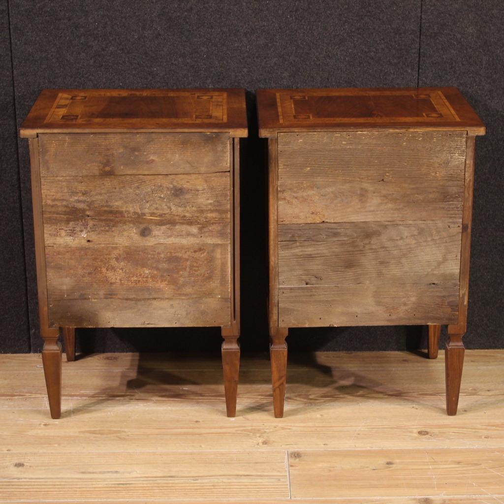 Pair of 20th Century Inlaid Wood Italian Louis XVI Style Bedside Tables, 1970 For Sale 7