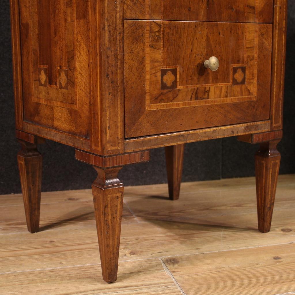 Pair of 20th Century Inlaid Wood Italian Louis XVI Style Bedside Tables, 1970 For Sale 4