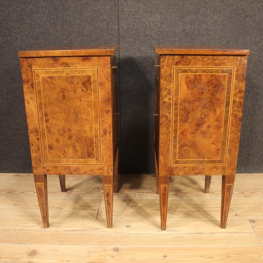 Pair of 20th Century Inlaid Wood Italian Louis XVI Style Night Stands, 1950 In Good Condition In Vicoforte, Piedmont