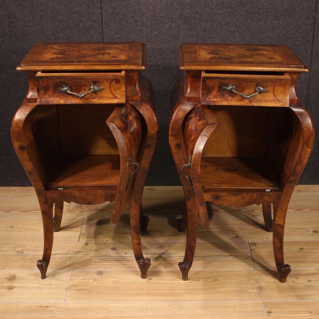 Pair of 20th Century Inlaid Wood Italian Night Stands, 1950 In Good Condition In Vicoforte, Piedmont