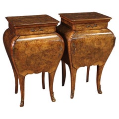 Pair of 20th Century Inlaid Wood Lombard Louis XV Style Night Stands, 1940