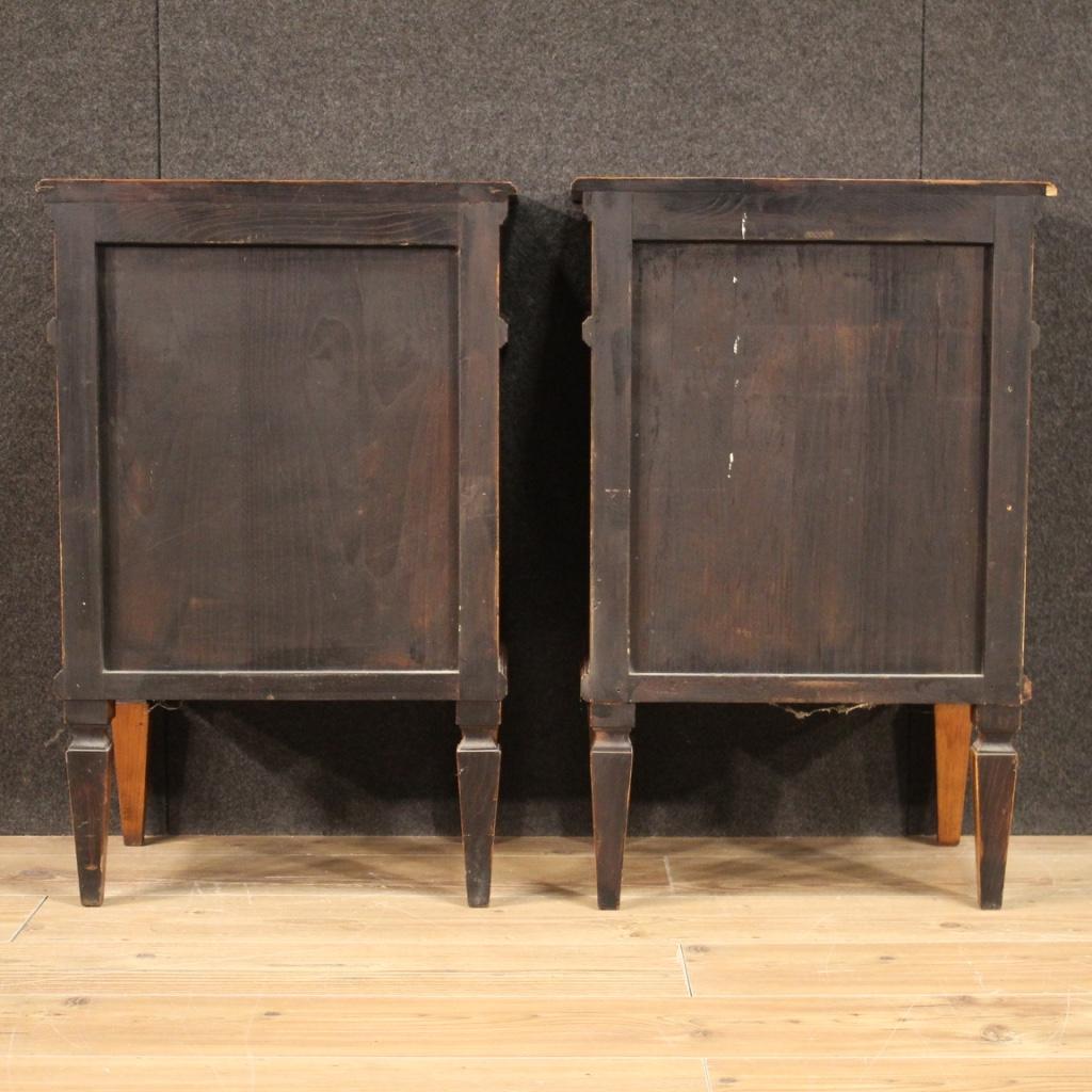 Pair of 20th Century Inlaid Wood Louis XVI Style Italian Bedside Tables, 1970 In Good Condition In Vicoforte, Piedmont