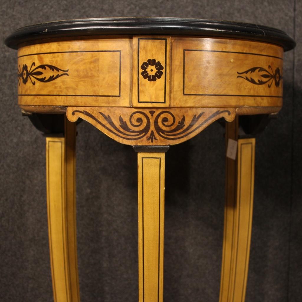 Pair of 20th Century Inlaid Wood Round Italian Side Tables Columns, 1960 3