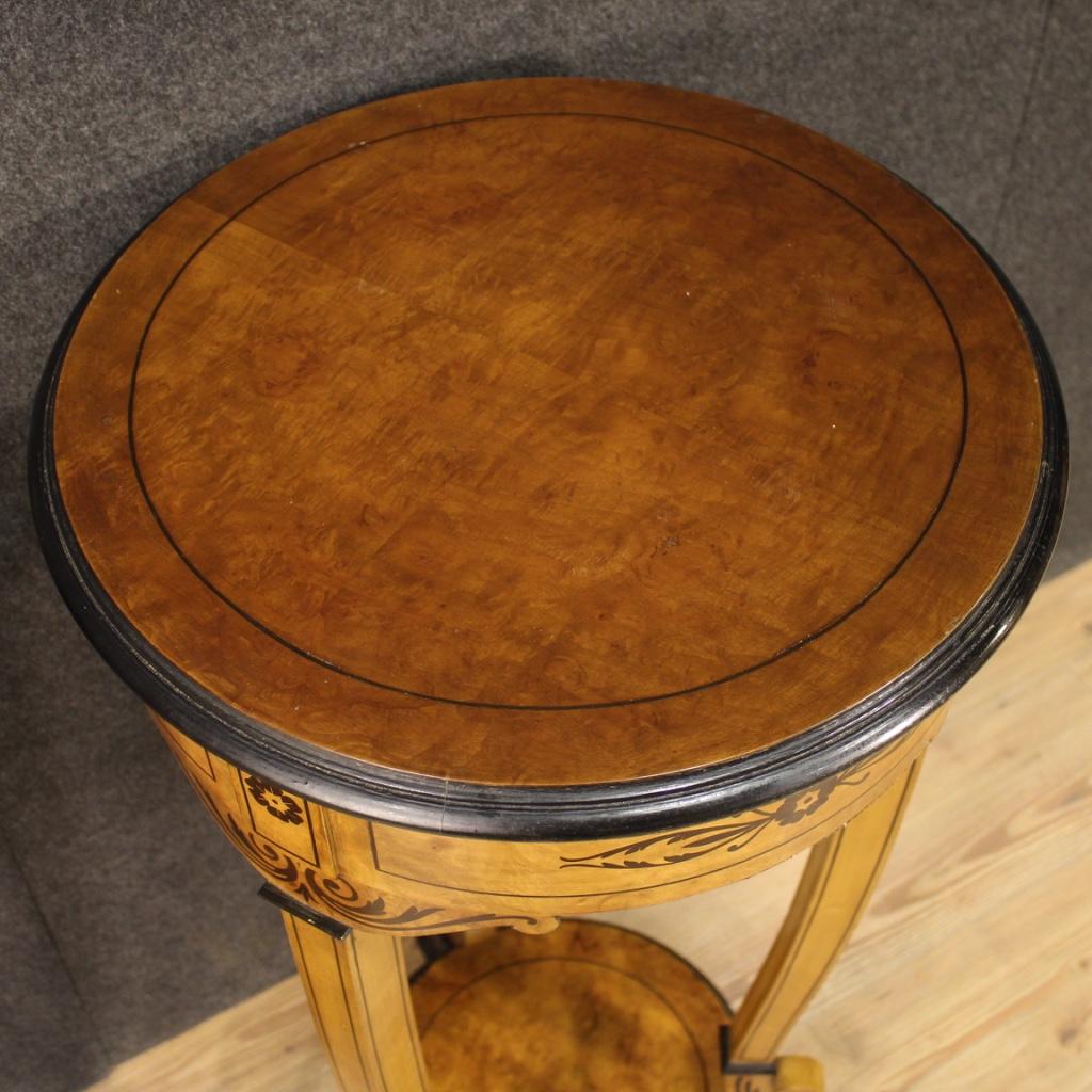 Pair of 20th Century Inlaid Wood Round Italian Side Tables Columns, 1960 5