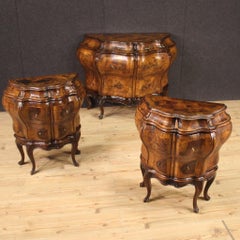 Pair of 20th Century Inlaid Wood Venetian Night Stands, 1940
