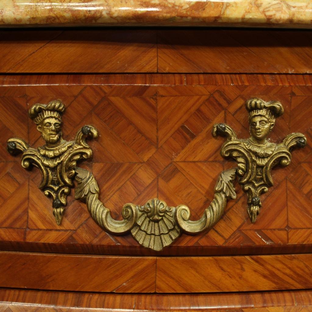 Pair of 20th Century Inlaid Wood with Marble Top French Bedside Tables, 1960 2