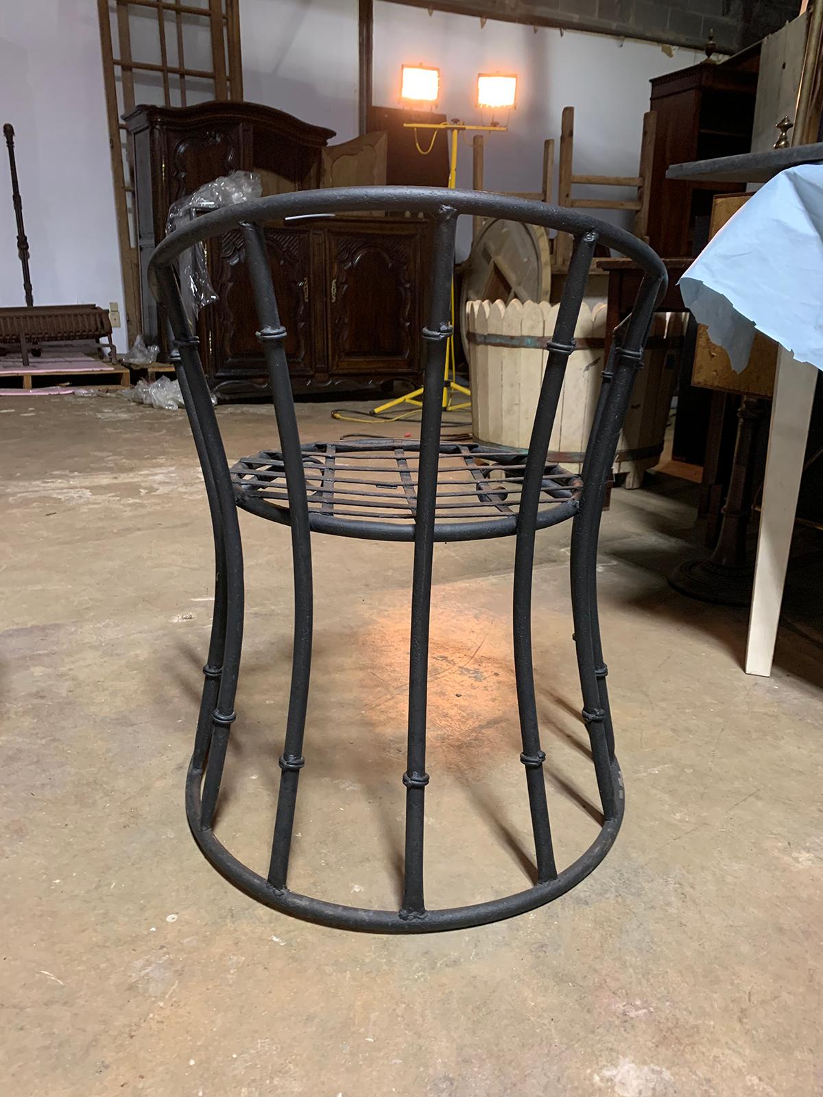 Pair of 20th Century Iron Barrel Form Chairs 10
