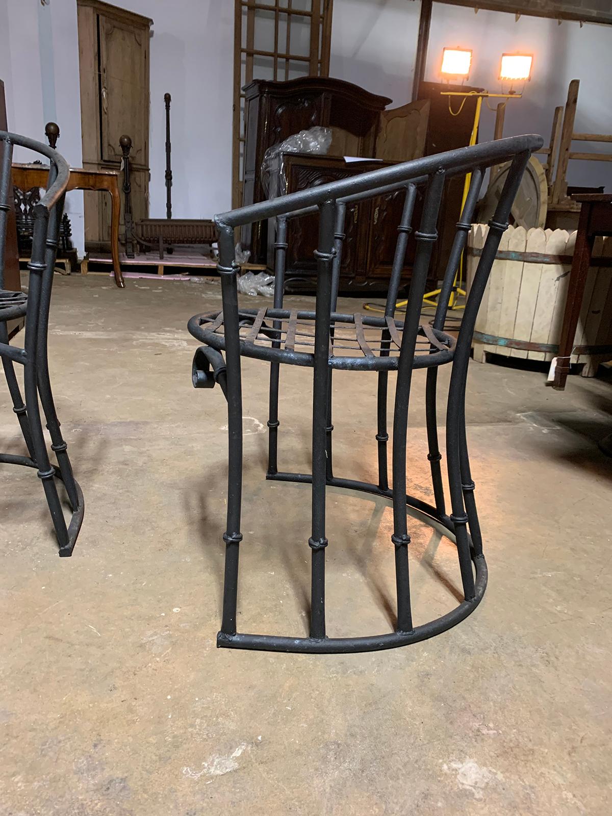 Pair of 20th Century Iron Barrel Form Chairs In Good Condition In Atlanta, GA