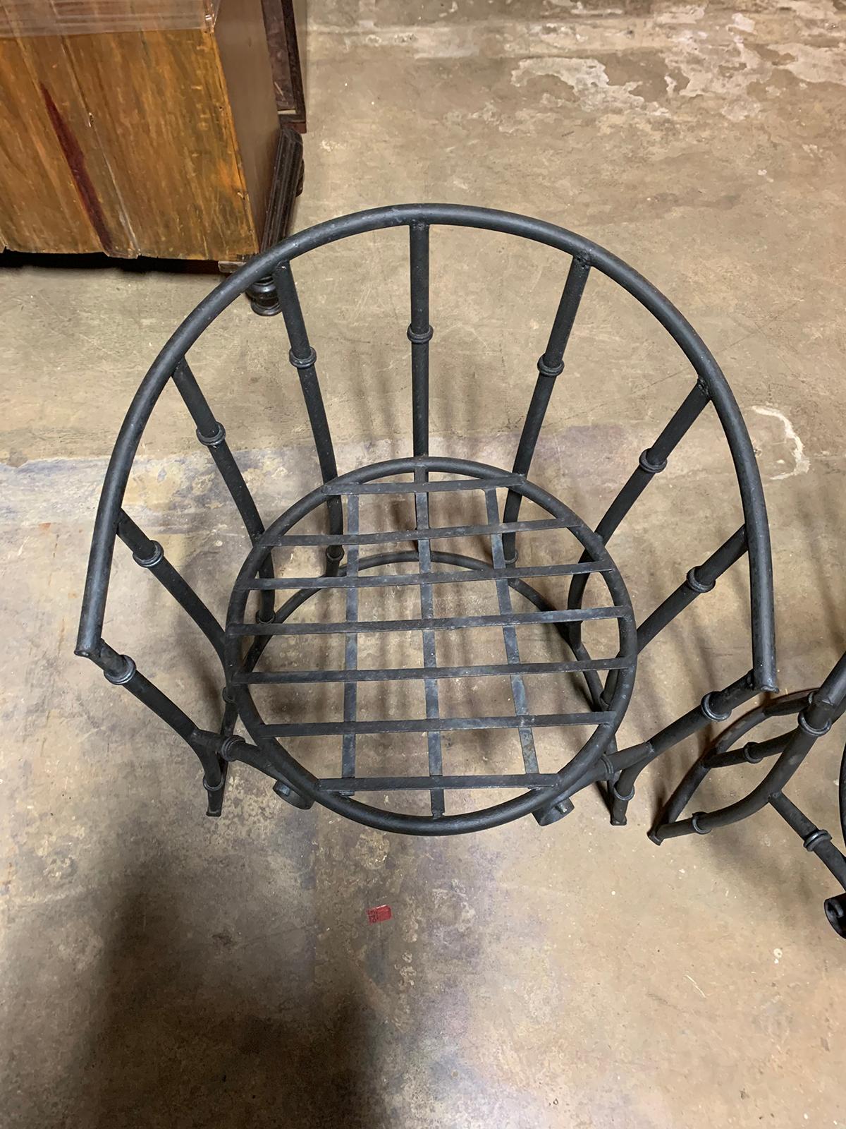 Pair of 20th Century Iron Barrel Form Chairs 1