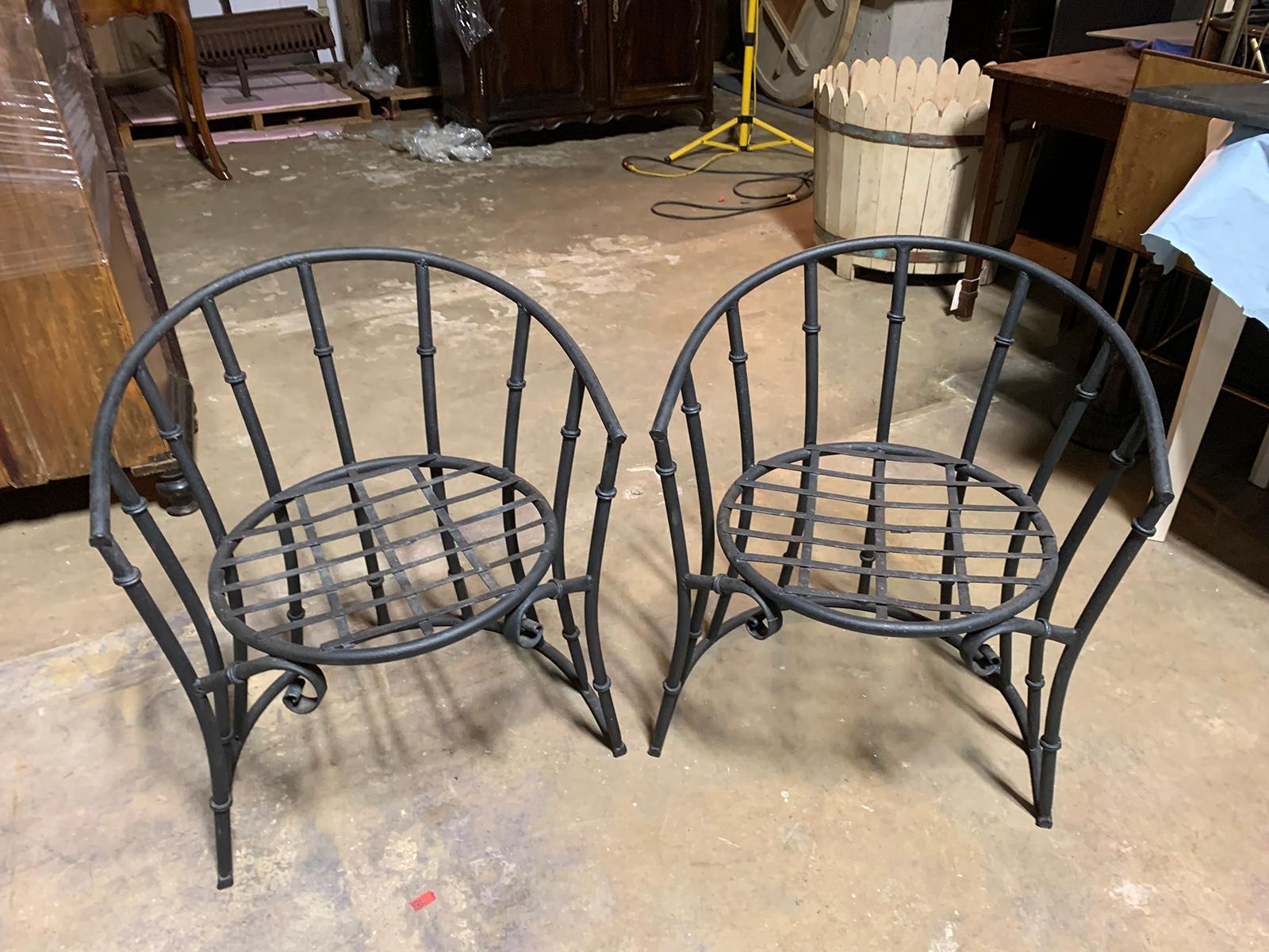 Pair of 20th Century Iron Barrel Form Chairs 3