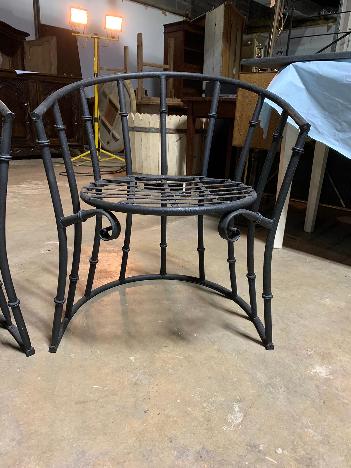 Pair of 20th Century Iron Barrel Form Chairs 5