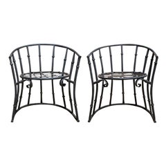 Pair of 20th Century Iron Barrel Form Chairs