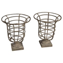 Vintage Pair of 20th Century Iron French Vase Holders, 1960