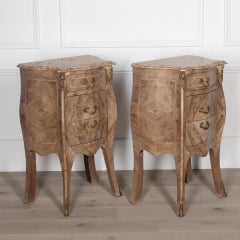 Pair of 20th Century Italian Bleached Marquetry Bedside Commodes