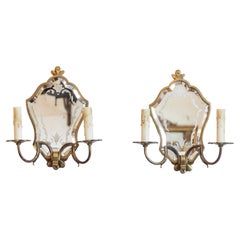 Pair of 20th Century Italian Brass Mirror Sconces