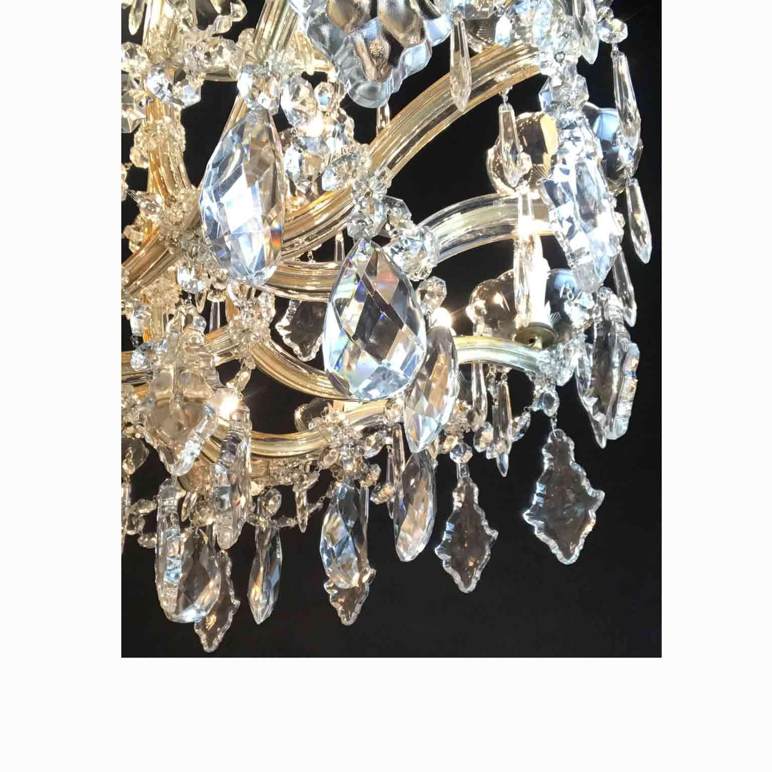 Pair of 20th Century Italian Crystal Chandeliers Maria Therese Style Two-Tier 8