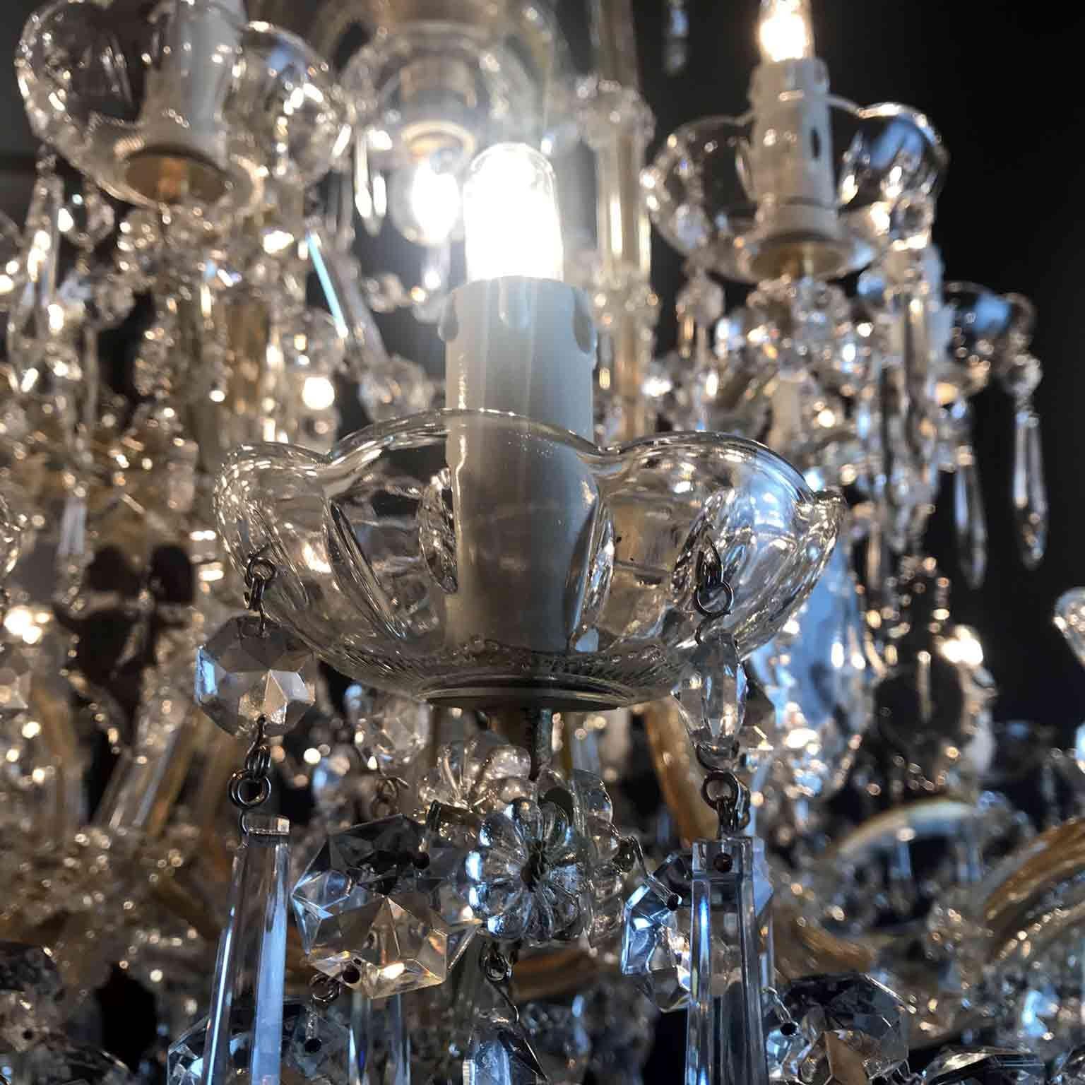 Pair of 20th Century Italian Crystal Chandeliers Maria Therese Style Two-Tier 10
