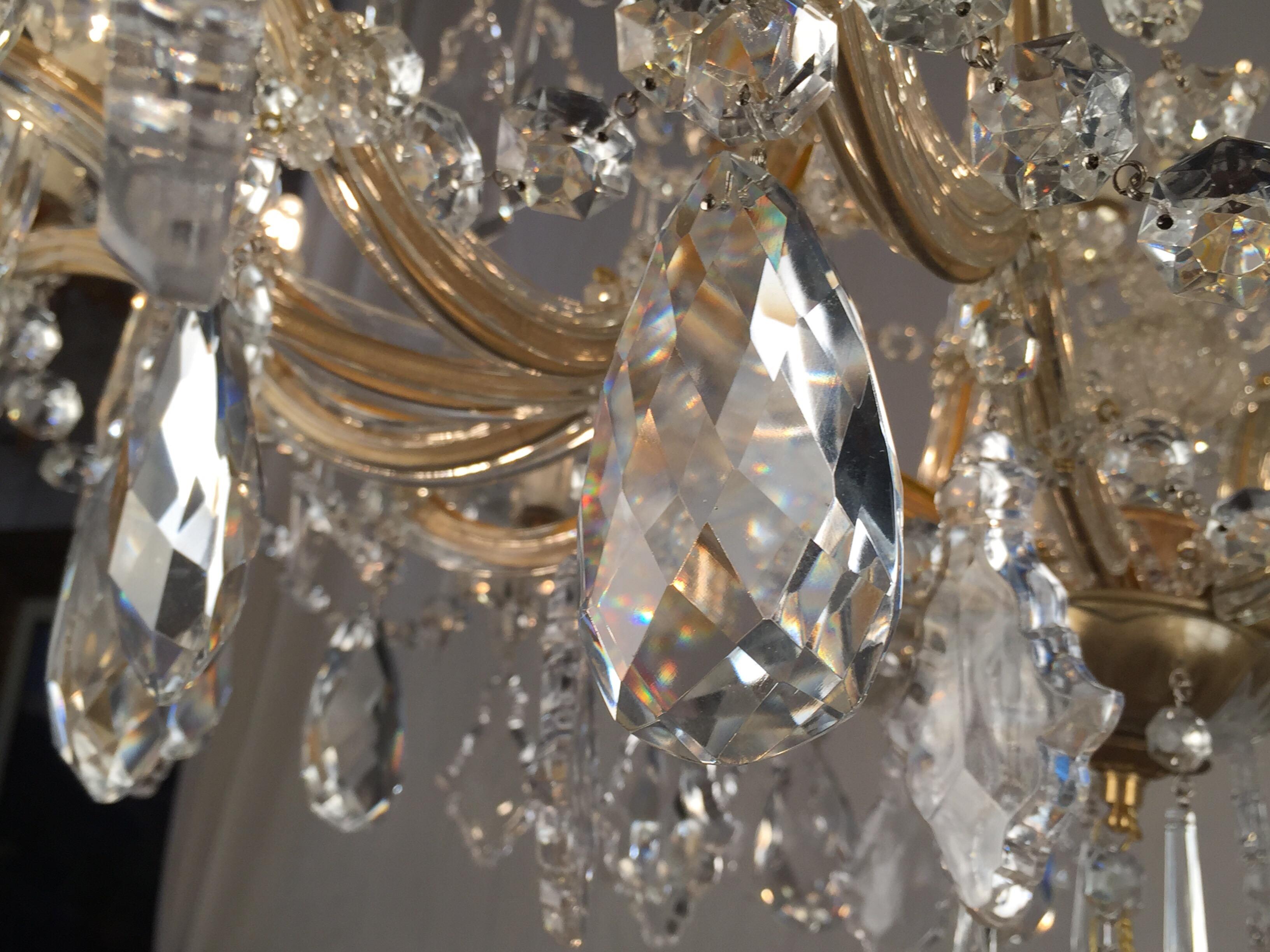 Pair of 20th Century Italian Crystal Chandeliers Maria Therese Style Two-Tier 3