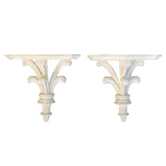 Pair of 20th Century Italian Custom Painted Carved Wood Brackets