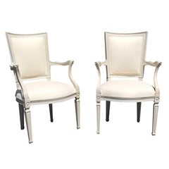 Pair of 20th Century Italian Directoire Style Painted Armchairs