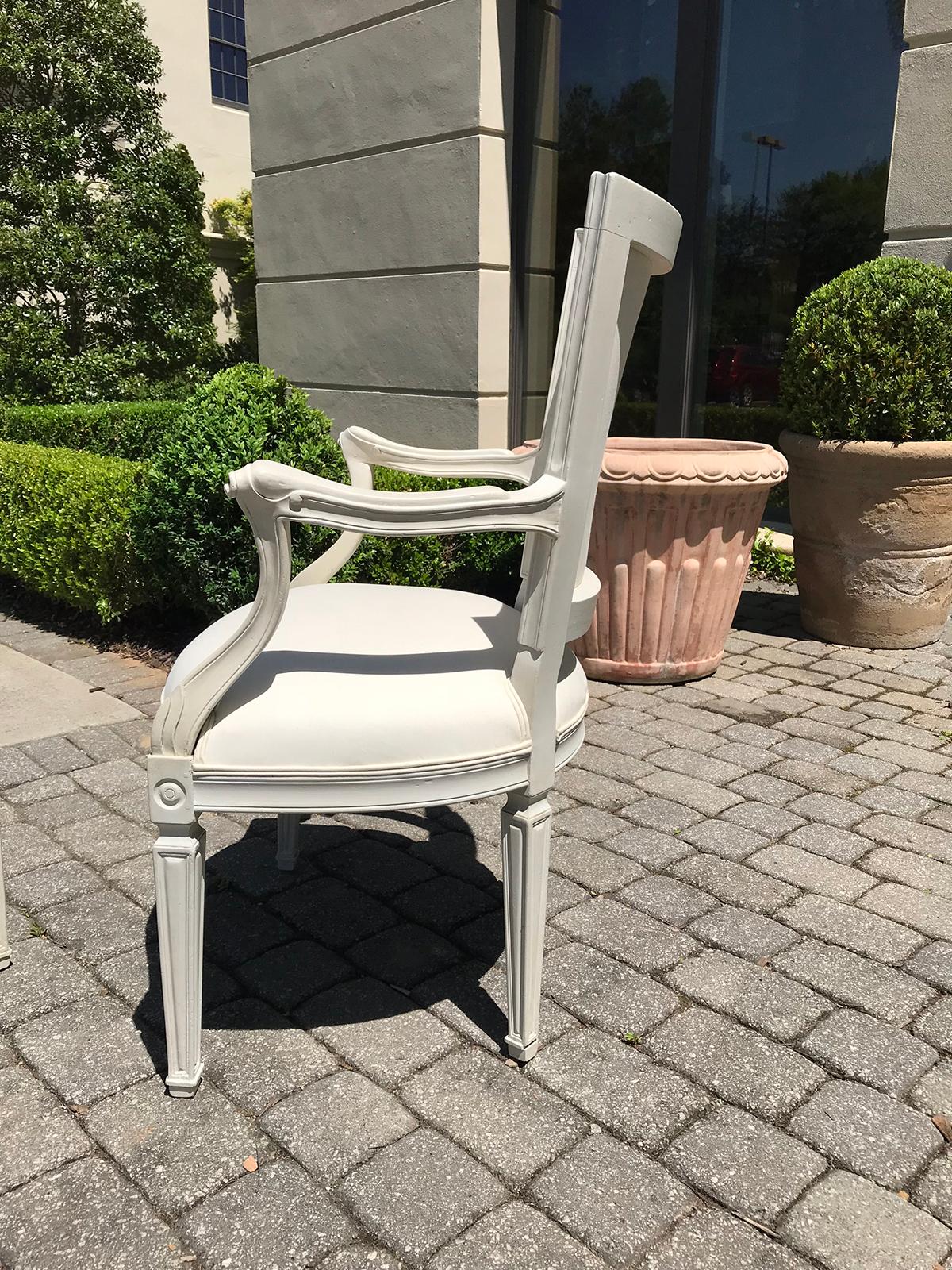 Pair of 20th Century Italian Directoire Style Painted Armchairs In Good Condition For Sale In Atlanta, GA