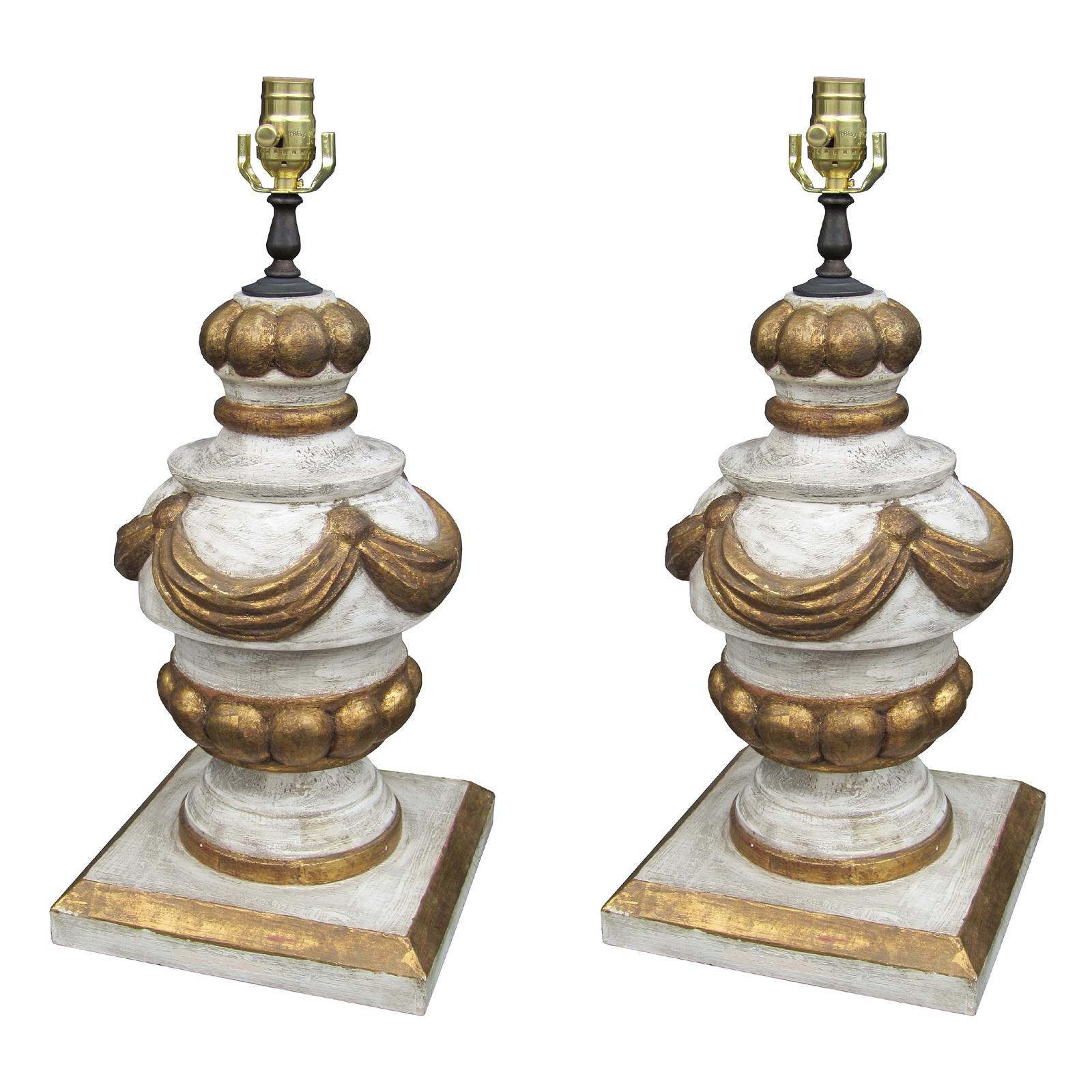 Pair of 20th Century Italian Giltwood Lamps